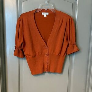 Orange Button-Up Cardigan